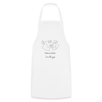 La maison est l’endroit où je suis avec vous! - Tablier de cuisine - blanc - Devant - AI Model Male 185 dark (185cm)