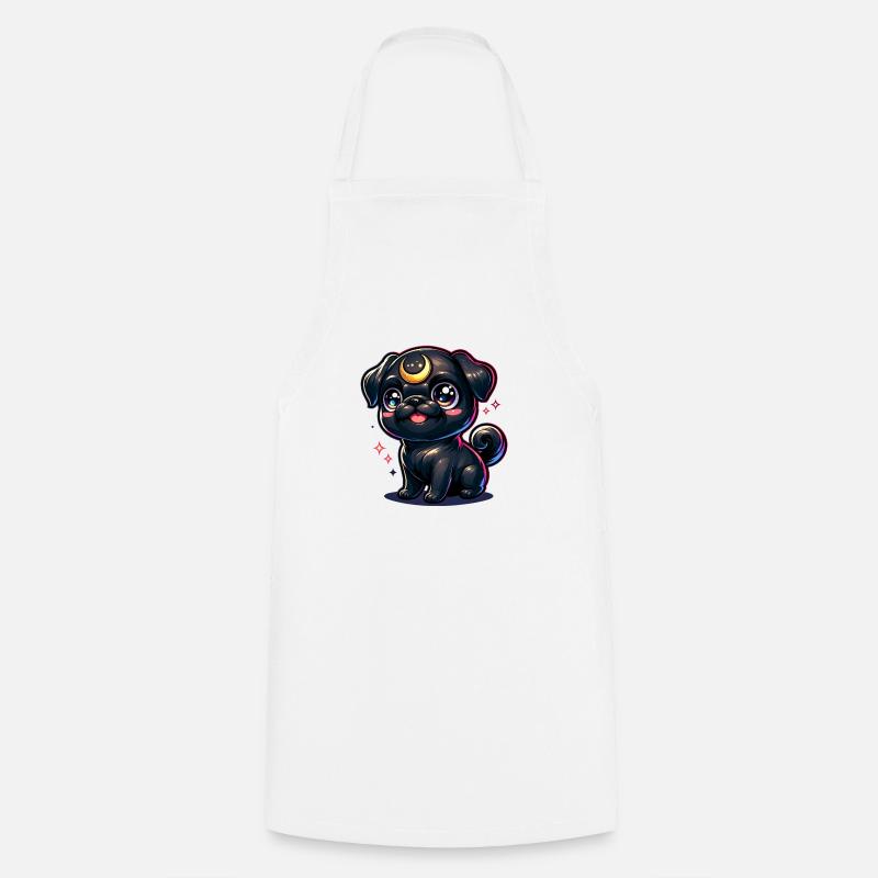 Moon Magic Pug - Cooking Apron - white