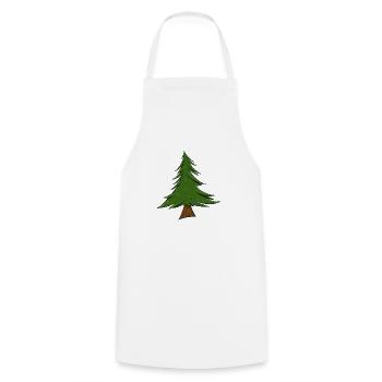Fir | Christmas Tree | Pine Tree - Cooking Apron - white - Front - AI Model Male 185 dark (185cm)
