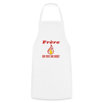 Frère DE FEU DE DIEU - Tablier de cuisine - blanc - Devant - AI Model Male 185 dark (185cm)