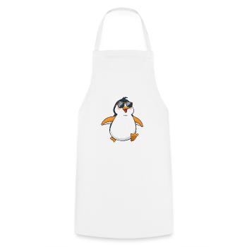 Stylish Penguin with Yellow Feet and Sunglasses - Cooking Apron - white - Front - AI Model Male 185 dark (185cm)