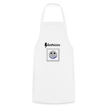 Electricien prise - Tablier de cuisine - blanc - Devant - AI Model Male 185 dark (185cm)