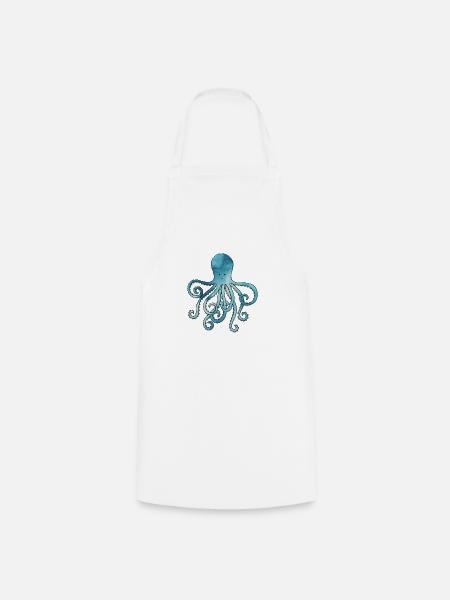 Oktopus blau aquarell - Kochschürze - Weiß