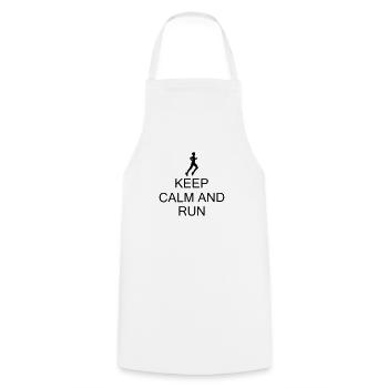 garder le calme et Run - Tablier de cuisine - blanc - Devant - AI Model Male 185 dark (185cm)