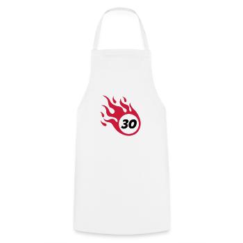 30__flamme_002 - Kochschürze - Weiß - Vorne - AI Model Male 185 dark (185cm)