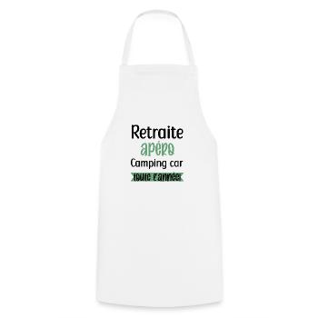 Retraite apéro camping car toute l'année - Tablier de cuisine - blanc - Devant - AI Model Male 185 dark (185cm)