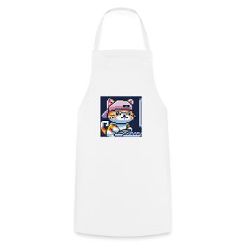 Cute cat with baseballhat playing computer games - Kochschürze - Weiß - Vorne - AI Model Male 185 dark (185cm)