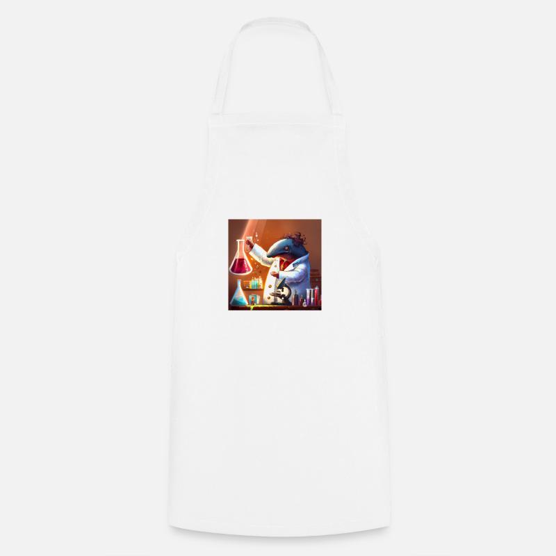 Mad dolphin scientist experimenting - Cooking Apron - white
