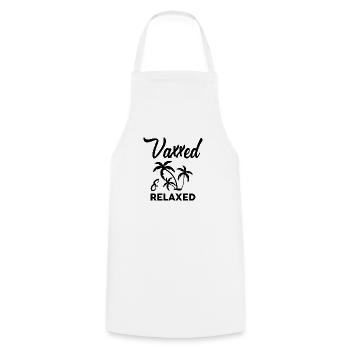 #Vaccinated - Cooking Apron - white - Front - AI Model Male 185 dark (185cm)