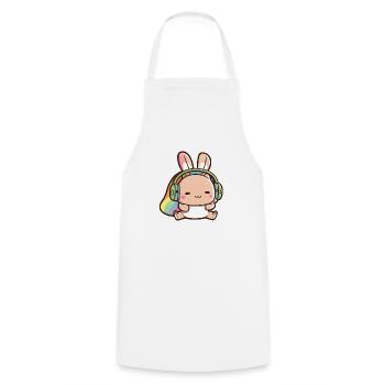 Kawaii Cute Happy Colorful Rabbit avec écouteurs - Tablier de cuisine - blanc - Devant - AI Model Male 185 dark (185cm)