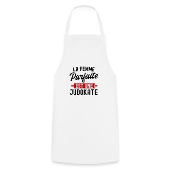 la femme idéale est judokate / cadeau femme judo - Tablier de cuisine - blanc - Devant - AI Model Male 185 dark (185cm)