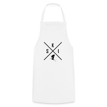 Ski ski ski motif pour skieurs - Tablier de cuisine - blanc - Devant - AI Model Male 185 dark (185cm)