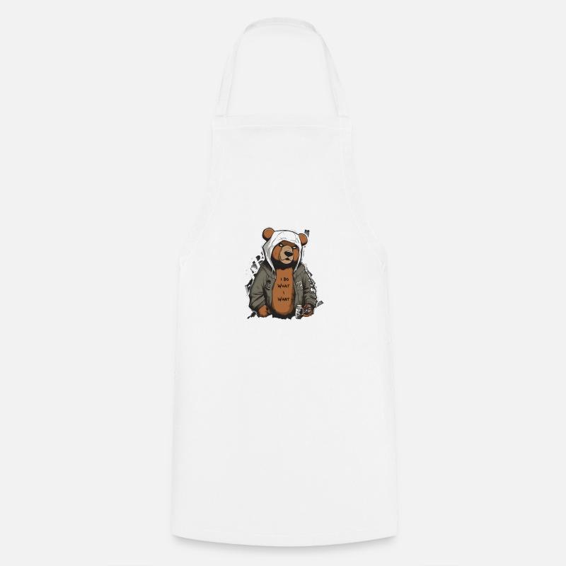 I Do What I Want Bear - Cooking Apron - white