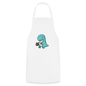 hugadino Dino mit Kaffeesucht, süßer Dinosaurier - Kochschürze - Weiß - Vorne - AI Model Male 185 dark (185cm)