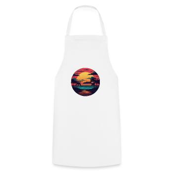 Vintage Sunset Beach - Cooking Apron - white - Front - AI Model Male 185 dark (185cm)