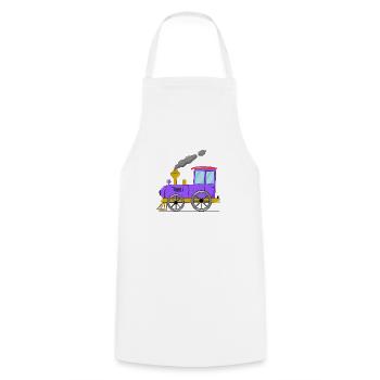 Children's train railway purple - Cooking Apron - white - Front - AI Model Male 185 dark (185cm)