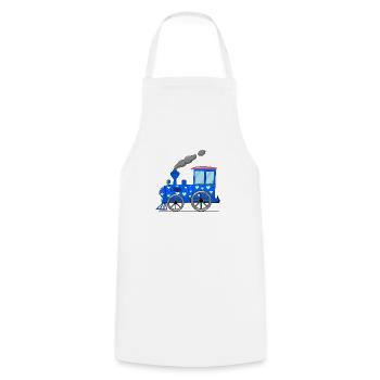 Train pour enfants bleu avec des cœurs - Tablier de cuisine - blanc - Devant - AI Model Male 185 dark (185cm)