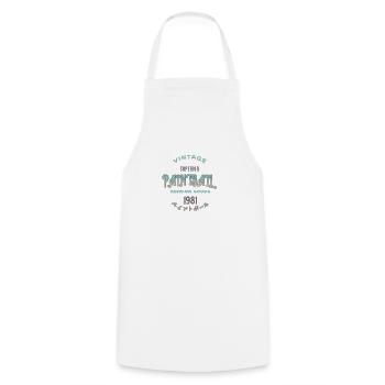 Paintball vintage depuis 1981, produits haut de gamme - Tablier de cuisine - blanc - Devant - AI Model Male 185 dark (185cm)