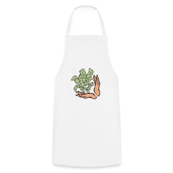 Big money flying to you for wealth and prosperity. - Cooking Apron - white - Front - AI Model Male 185 dark (185cm)