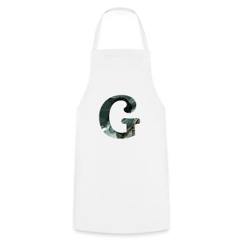 Letter g marbled green - Cooking Apron - white - Front - AI Model Male 185 dark (185cm)