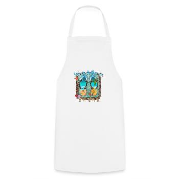 été lac nature flore art piscine mer plage amour - Tablier de cuisine - blanc - Devant - AI Model Male 185 dark (185cm)