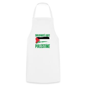 SOLIDARITÉ avec Palestine Gaza - Tablier de cuisine - blanc - Devant - AI Model Male 185 dark (185cm)