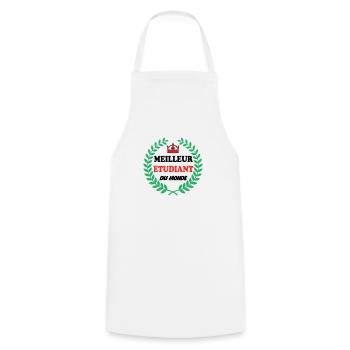 BEST STUDENT IN THE WORLD - Cooking Apron - white - Front - AI Model Male 185 dark (185cm)