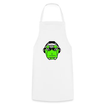 Cool DJ dinosaure T-Rex visage Musique de fête - Tablier de cuisine - blanc - Devant - AI Model Male 185 dark (185cm)