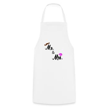 mr and mrs 02 - Cooking Apron - white - Front - AI Model Male 185 dark (185cm)