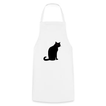 Creepy Black Cat Halloween - Cooking Apron - white - Front - AI Model Male 185 dark (185cm)