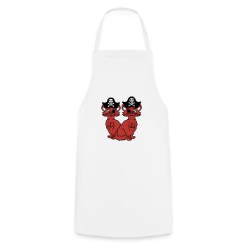2 Pirate Cats Sabre Buccaneer Eye Patch Team - Cooking Apron - white - Front - AI Model Male 185 dark (185cm)