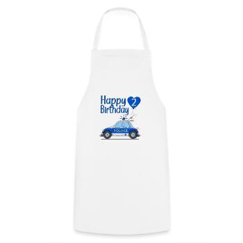 Happy Birthday 2 Police Police Car - Cooking Apron - white - Front - AI Model Male 185 dark (185cm)