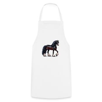 Pecheron Pferd schwarz 2 - Kochschürze - Weiß - Vorne - AI Model Male 185 dark (185cm)