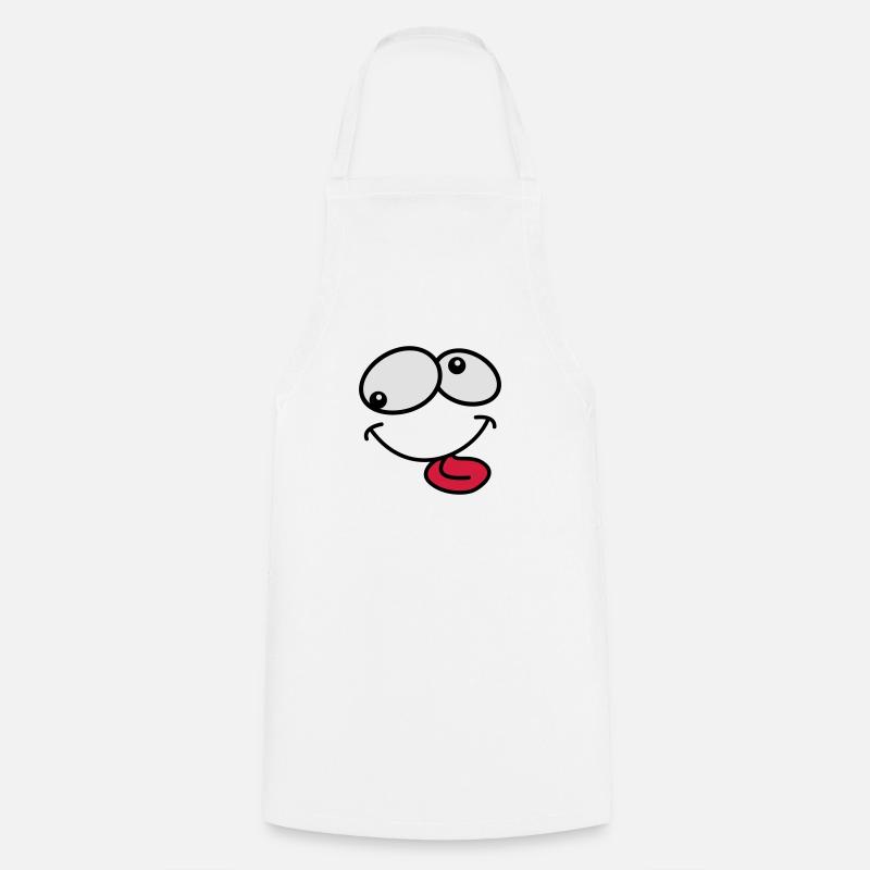 Stupide Crazy Grimace Comic Cartoon Face - Tablier de cuisine - blanc