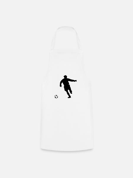 Fußballspieler einfarbig, Silhouette - Kochschürze - Weiß