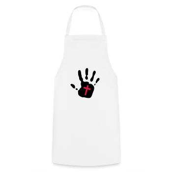 Handprint Christian Cross Cutout 2c - Cooking Apron - white - Front - AI Model Male 185 dark (185cm)