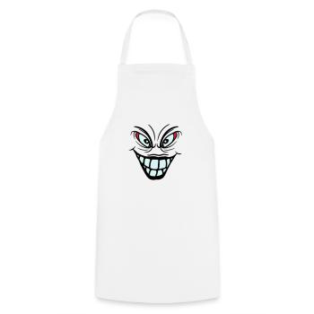 psychopath crazy clown joker grin mouth fres - Cooking Apron - white - Front - AI Model Male 185 dark (185cm)