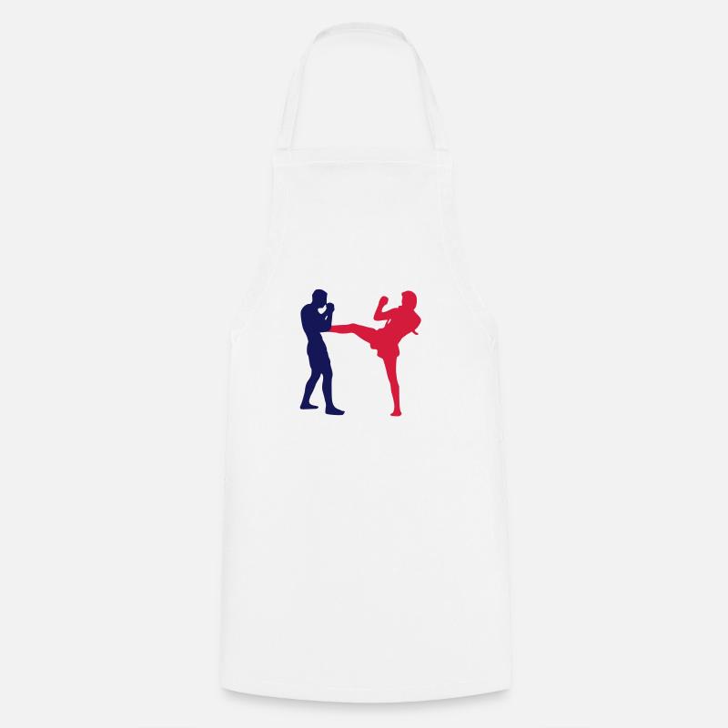 Muay Thai front kick - Tablier de cuisine - blanc