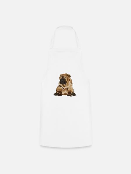 Chinesischer Faltenhund Shar pei - Kochschürze - Weiß