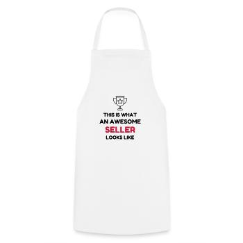 Seller Shop Store Verkäufer Vendeur Vendeuse - Cooking Apron - white - Front - AI Model Male 185 dark (185cm)