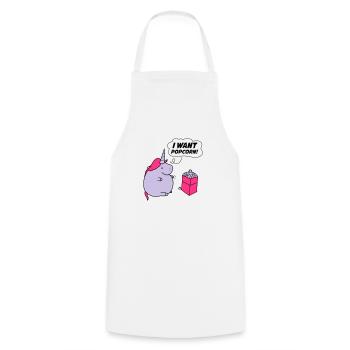 unicorn_want_popcorn_002 - Tablier de cuisine - blanc - Devant - AI Model Male 185 dark (185cm)