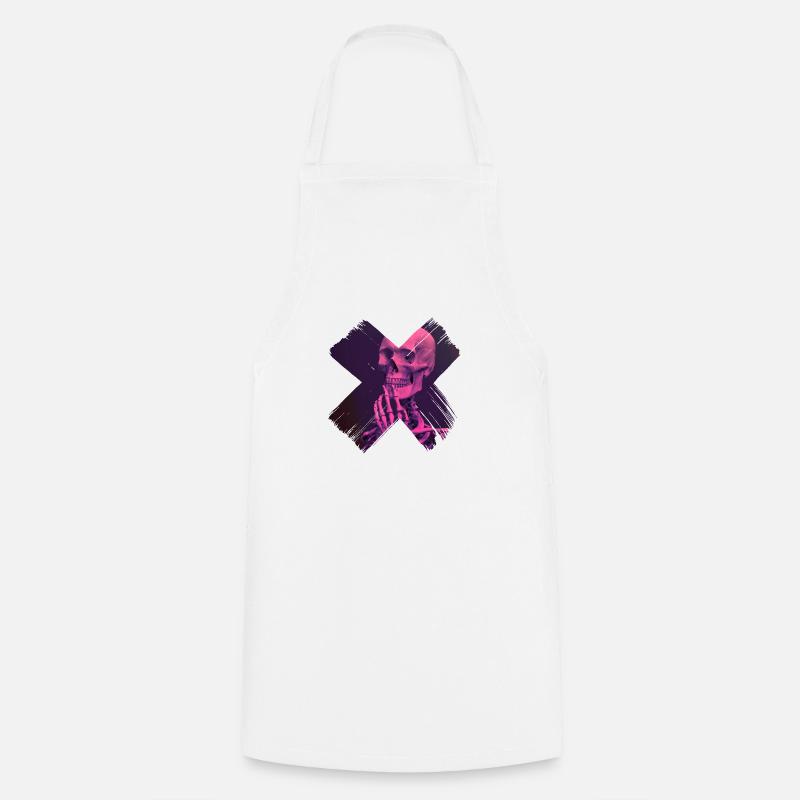 skull and crossbones - Cooking Apron - white