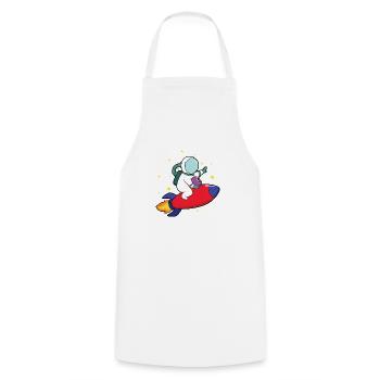 Astronaute à bord d’une fusée - Tablier de cuisine - blanc - Devant - AI Model Male 185 dark (185cm)