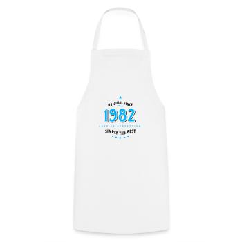 Original depuis 1982 anniversaire tout simplement la meilleure star - Tablier de cuisine - blanc - Devant - AI Model Male 185 dark (185cm)