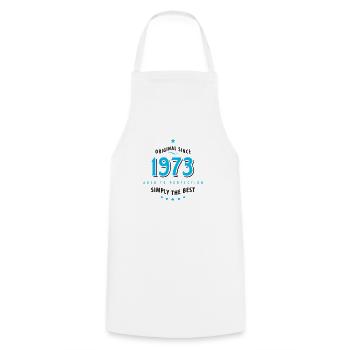 Original since 1973 birthday simply the best Star - Cooking Apron - white - Front - AI Model Male 185 dark (185cm)