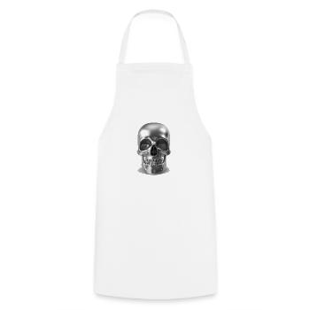 Silver Skull - silber schädel 3D - Kochschürze - Weiß - Vorne - AI Model Male 185 dark (185cm)
