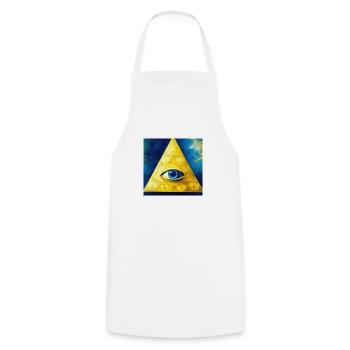 All Seeing Eye - Cooking Apron - white - Front - AI Model Male 185 dark (185cm)