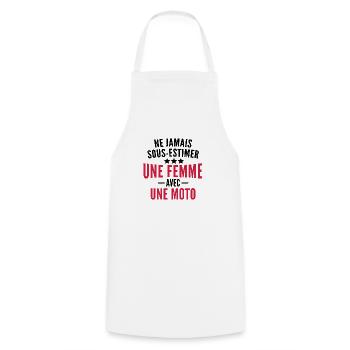 femme à une moto / humour motarde - Tablier de cuisine - blanc - Devant - AI Model Male 185 dark (185cm)