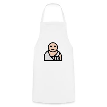 Arm gebrochen Gips Verband - Kochschürze - Weiß - Vorne - AI Model Male 185 dark (185cm)