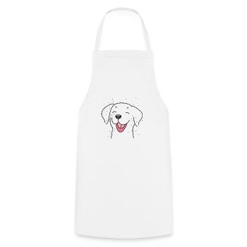 Sourire de chien - Tablier de cuisine - blanc - Devant - AI Model Male 185 dark (185cm)